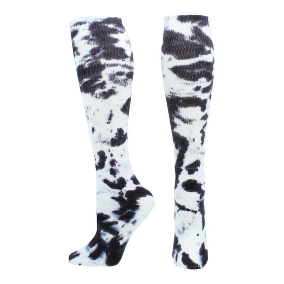 TCK Krazisox Tie Dye Knee High Socks - Black White