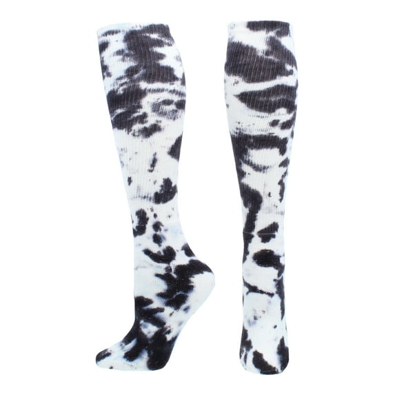 TCK Krazisox Tie Dye Knee High Socks - Black White
