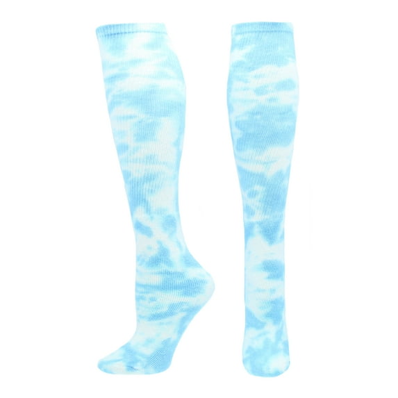 TCK Krazisox Tie Dye Knee High Socks - Columbia Blue White