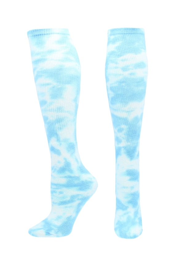 Tie Dye Multisport Tube Socks (Columbia Blue/White, Large)