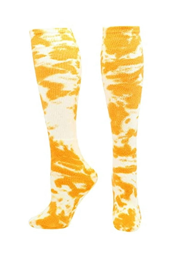 Krazisox Tie Dye Knee High Socks - Gold White