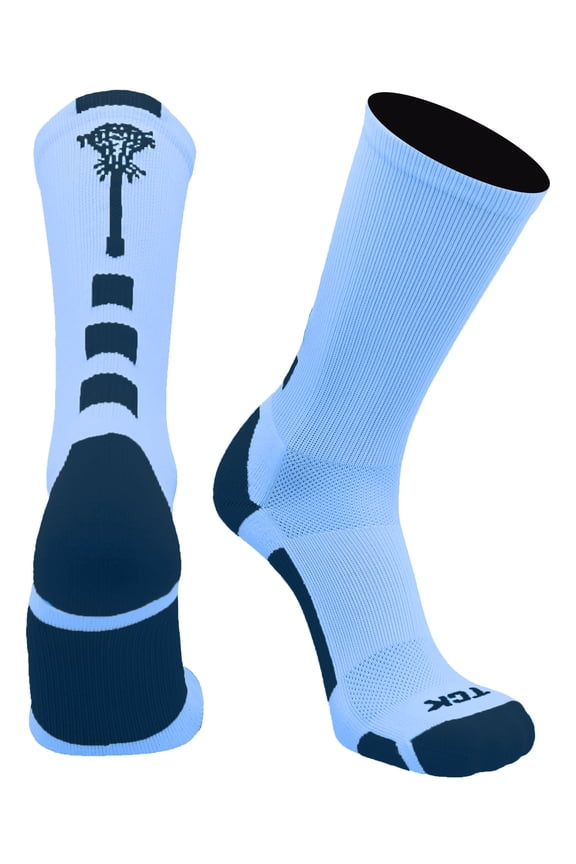 Midline Lacrosse Logo Crew Socks (Columbia Blue/Navy, X-Large)