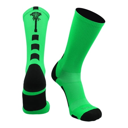 TCK Midline Lacrosse Logo Crew Socks - Lime Black