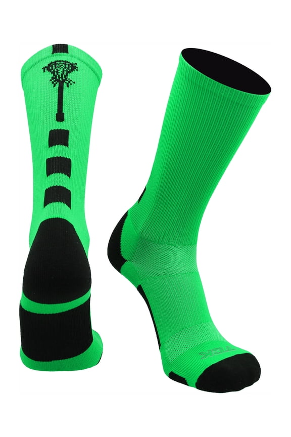 Midline Lacrosse Logo Crew Socks - Lime Black