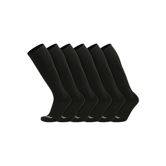 TCK Over the Calf Work Socks 6 Pair Moisture Wicking for Men and Women (Black, X-Large)