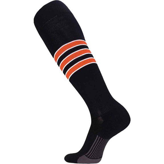 TCK Performance Baseball/Softball Socks (Black/White/Orange, Medium)