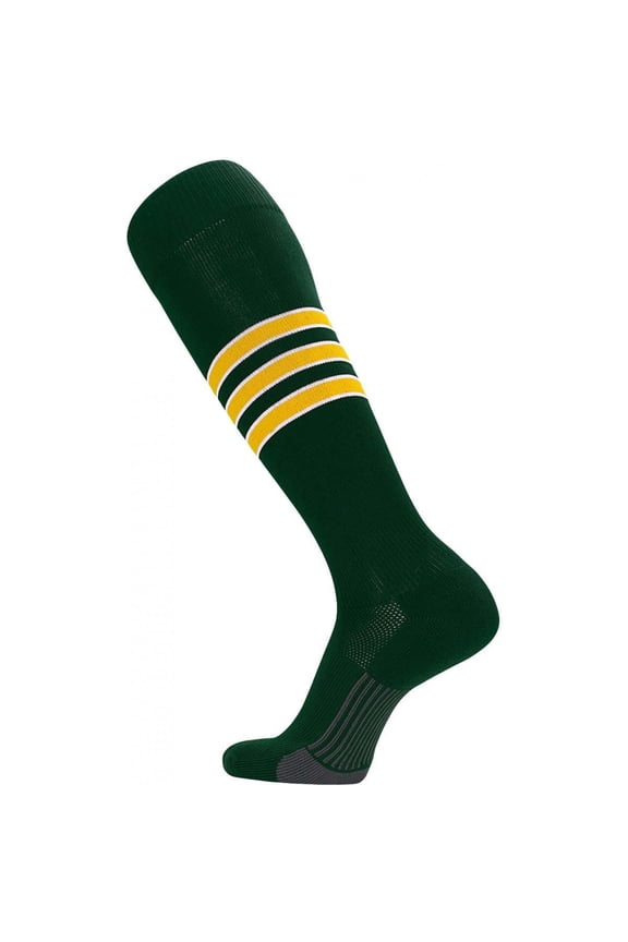 Performance Baseball/Softball Socks (Dark Green/White/Gold, Small)