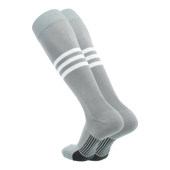 TCK Performance Baseball/Softball Socks (Grey/White, Medium)