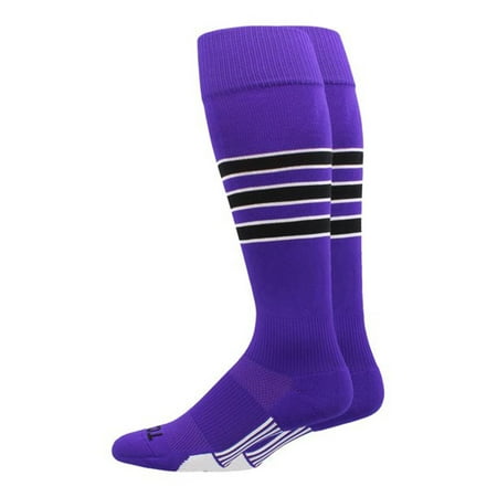 TCK Performance Baseball/Softball Socks (Purple/White/Black, Medium)