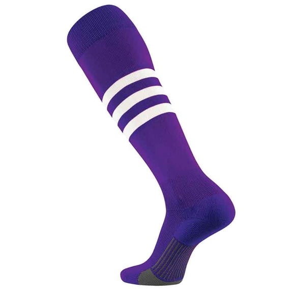 TCK Pro Elite Dugout Series Pattern B Knee-High Long Striped Socks (Purple/White, L)