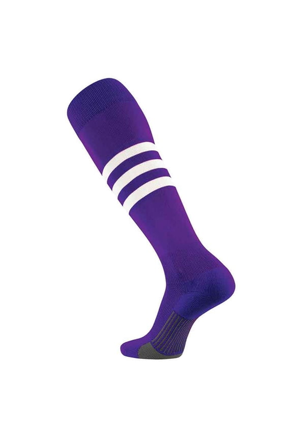 Pro Elite Dugout Series Pattern B Knee-High Long Striped Socks (Purple/White, L)