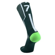 TCK Player ID Jersey Number Crew Socks Dark Green White Singles (Medium, #7 - Single Sock)
