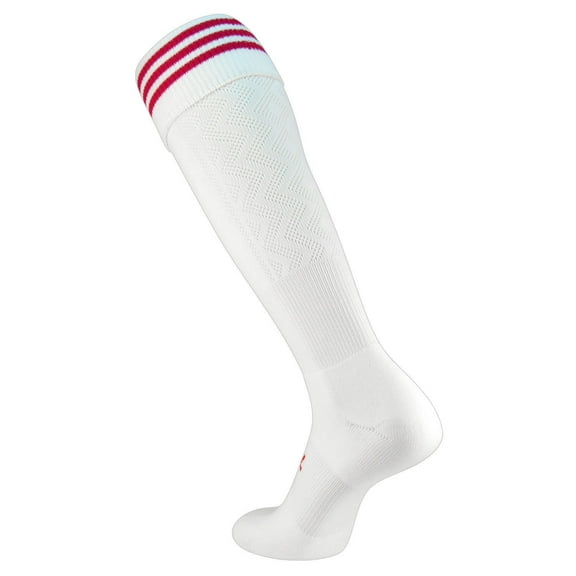 TCK Premier 3-Stripe Soccer Socks - White Scarlet