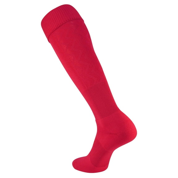 TCK Premier Solid Soccer Elite Knee High Turn Down Top Mesh Back proDRI Socks (Scarlet Red, L)