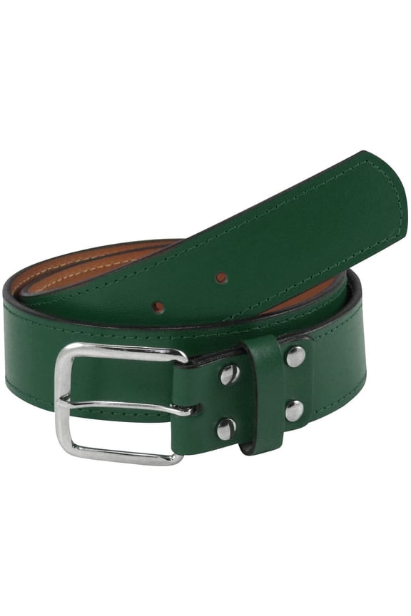Leather Sports Belt: Pro-Style Uniform Belt for Baseball & Softball (1.5") | Dark Green, Size 42