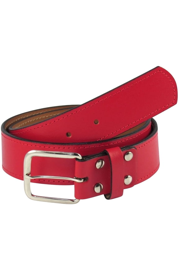 Leather Sports Belt: Pro-Style Uniform Belt for Baseball & Softball (1.5") | Scarlet, Size 42