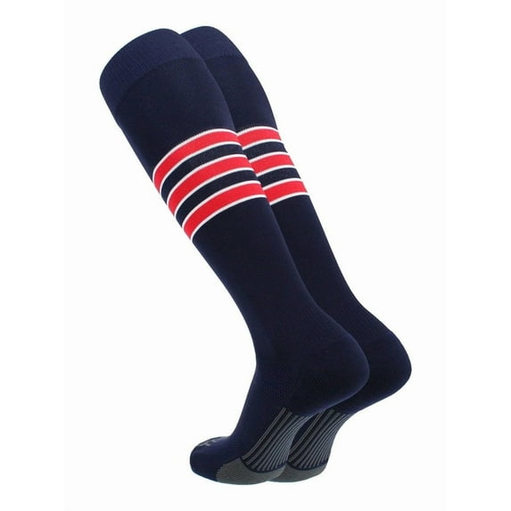 TCK Performance Baseball/Softball Socks Pattern D (Navy/White/Scarlet, Large)