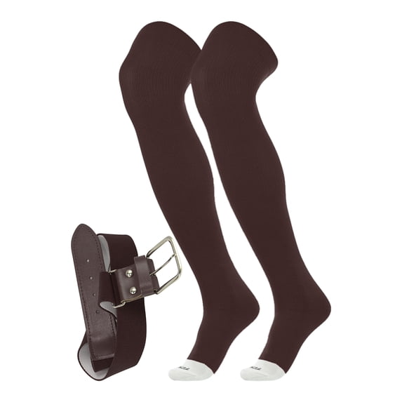 TCK Prosport Baseball Socks and Belt Combo Over the Knee (Brown, Small)