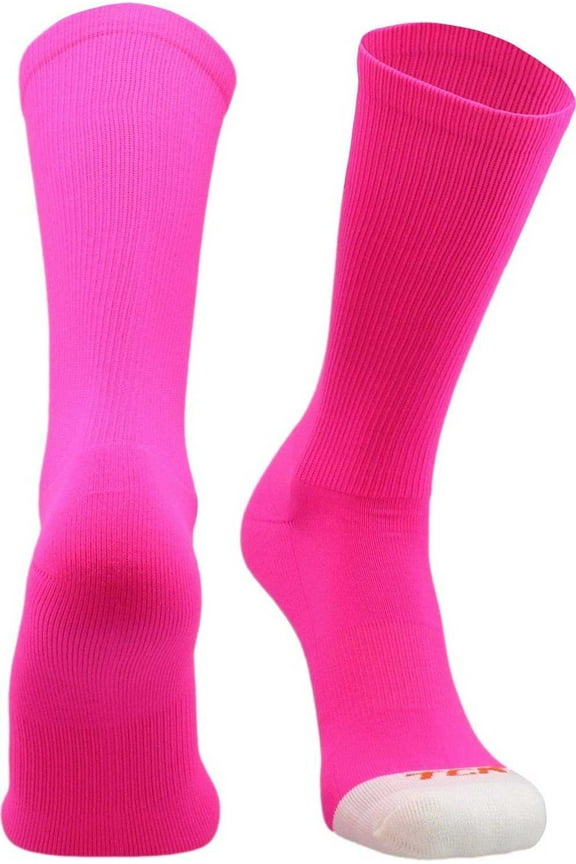 TCK Prosport Crew Athletic Socks 1 Pair (Hot Pink, Small)