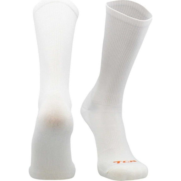 TCK Prosport Crew Athletic Socks 1 Pair (White, Large)