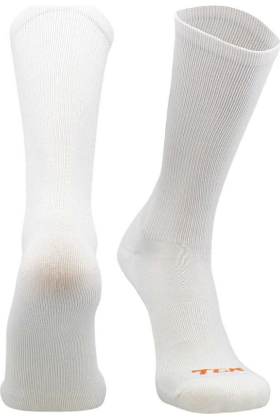 TCK Prosport Crew Athletic Socks 1 Pair (White, Large)