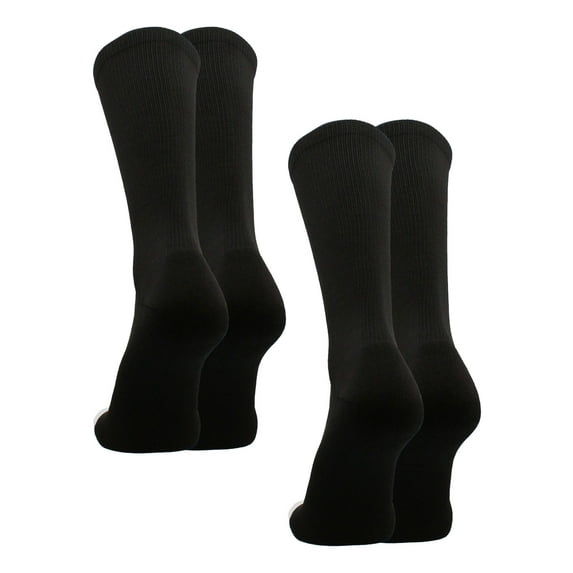 TCK Prosport Crew Athletic Socks (2 Pairs-Black, Small)