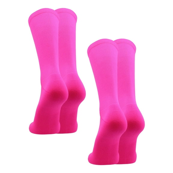 TCK Prosport Crew Athletic Socks (2 Pairs-Hot Pink, Large)