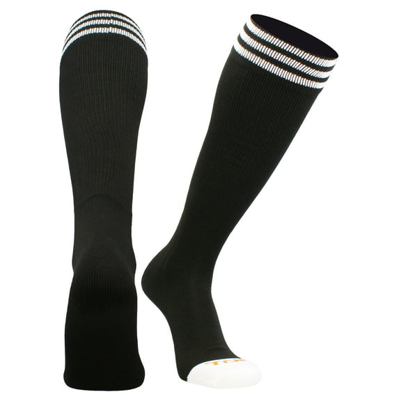 TCK Prosport Kids Soccer Socks – Long Striped Tube Socks for Boys, Girls, Football & Softball (Black/White, X-Small)