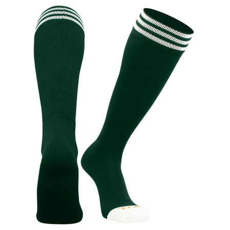 TCK Prosport Kids Soccer Socks – Long Striped Tube Socks for Boys, Girls, Football & Softball (Dark Green/White, X-Small)