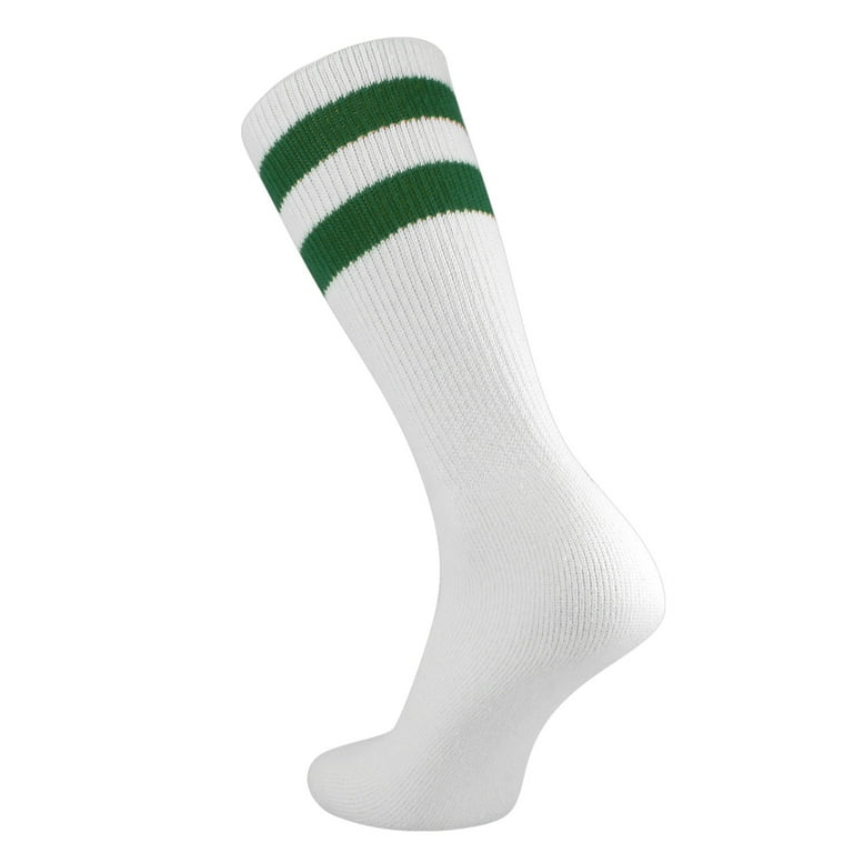 TCK Retro 2 Striped Crew Socks (Dark Green, Medium) 