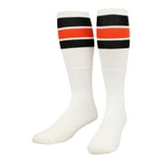 TCK Retro 3 Stripe Tube Socks (Black/Orange, Medium)