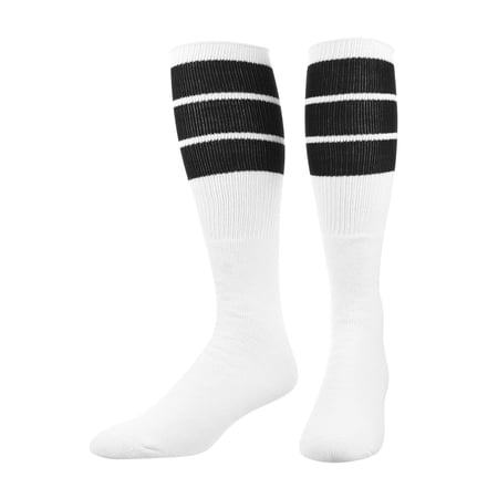 TCK Retro 3 Stripe Tube Socks (Black, Small)