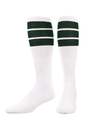 Retro 3 Stripe Tube Socks (Dark Green, Large)