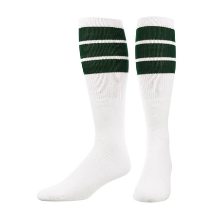 TCK Retro 3 Stripe Tube Socks (Dark Green, Small)