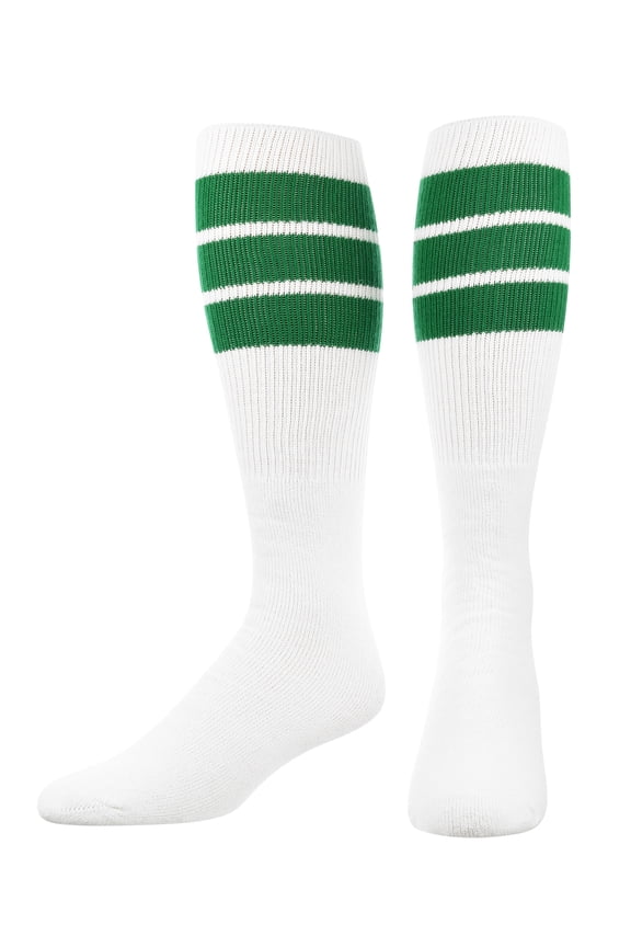 Retro 3 Stripe Tube Socks (Kelly Green, Small)
