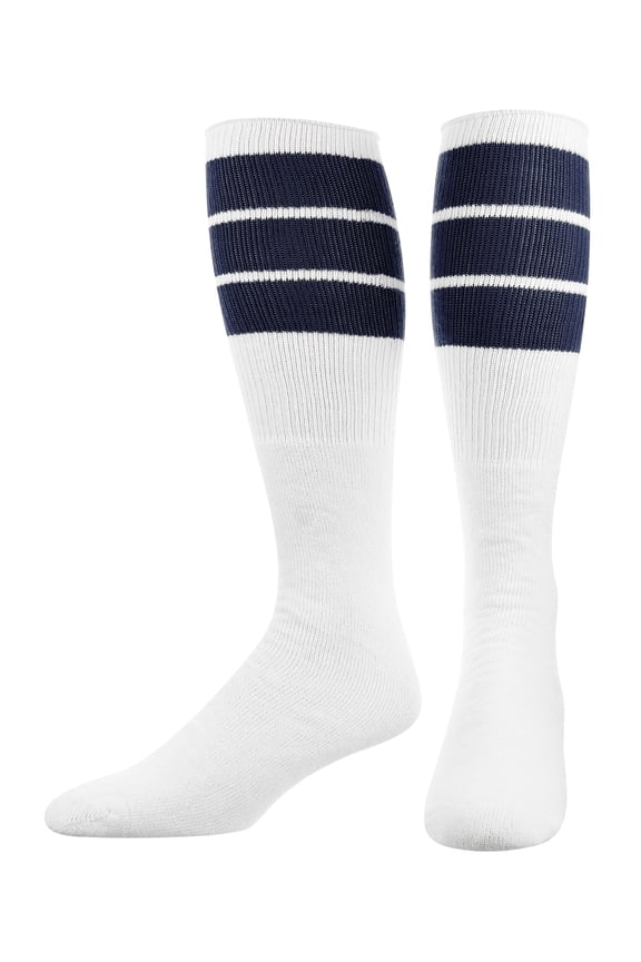 Retro 3 Stripe Tube Socks (Navy, Small)