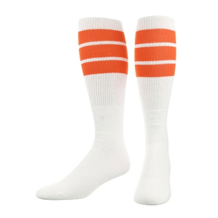 TCK Retro 3 Stripe Tube Socks (Orange, Large)
