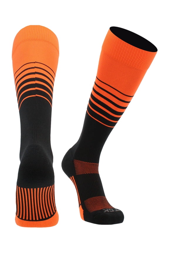 Elite Breaker Striped Cushioned Soccer Socks - Orange/Black, Medium