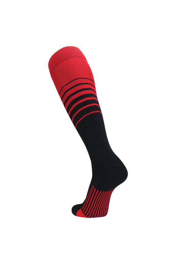 Elite Breaker Striped Cushioned Soccer Socks - Scarlet/Black, Large