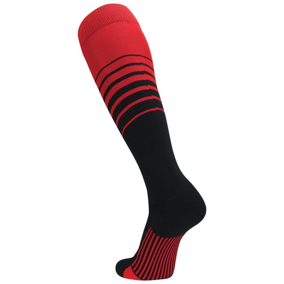 TCK Elite Breaker Striped Cushioned Soccer Socks - Scarlet/Black, Medium