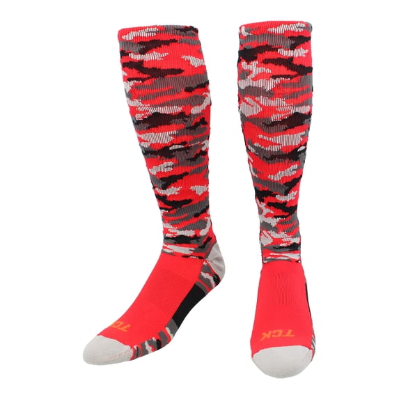 TCK Sports Elite Performance Over The Calf Camo Socks (Red Camo, Medium)