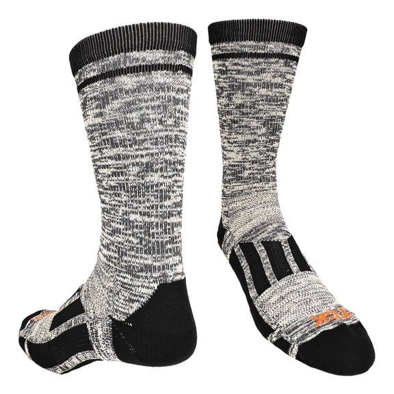 TCK Sports Heathered Crew Socks (Black/White, Small)