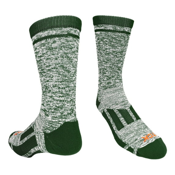 TCK Sports Heathered Crew Socks (Dark Green/White, Large)