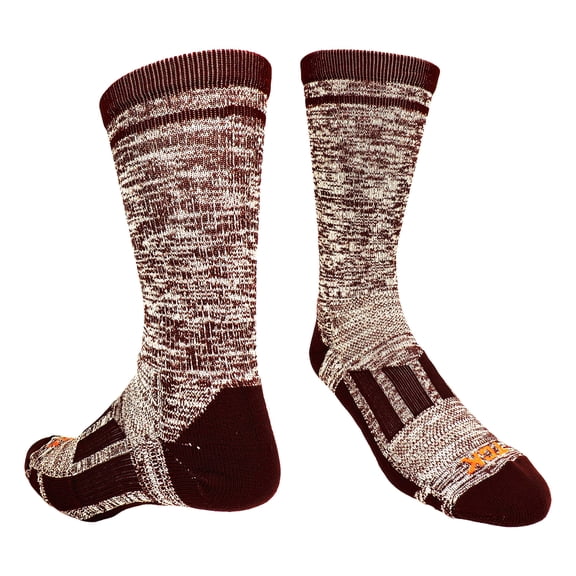 TCK Sports Heathered Crew Socks (Maroon/White, Small)