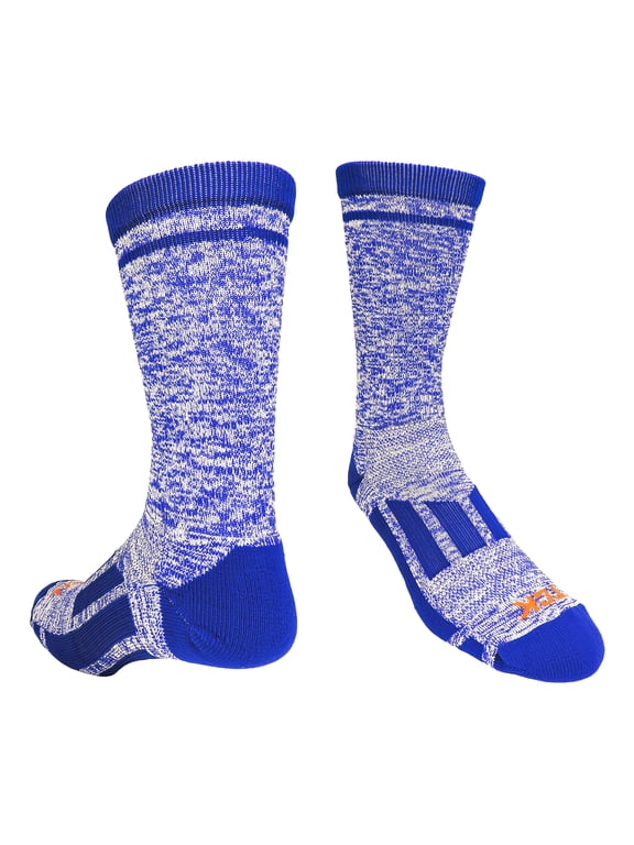 Sports Heathered Crew Socks (Royal/White, Large)