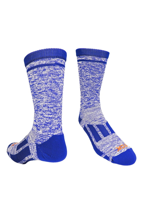 Sports Heathered Crew Socks (Royal/White, Large)
