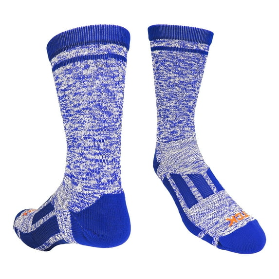 TCK Sports Heathered Crew Socks (Royal/White, Small)