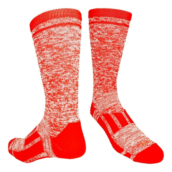 TCK Sports Heathered Crew Socks (Scarlet/White, Large)