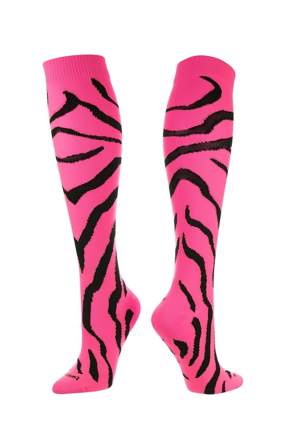 TCK Sports Krazisox Zebra Stripe Socks (Hot Pink/Black, Small)
