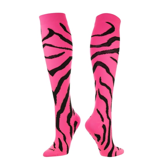 TCK Sports Krazisox Zebra Stripe Socks (Hot Pink/Black, Small)